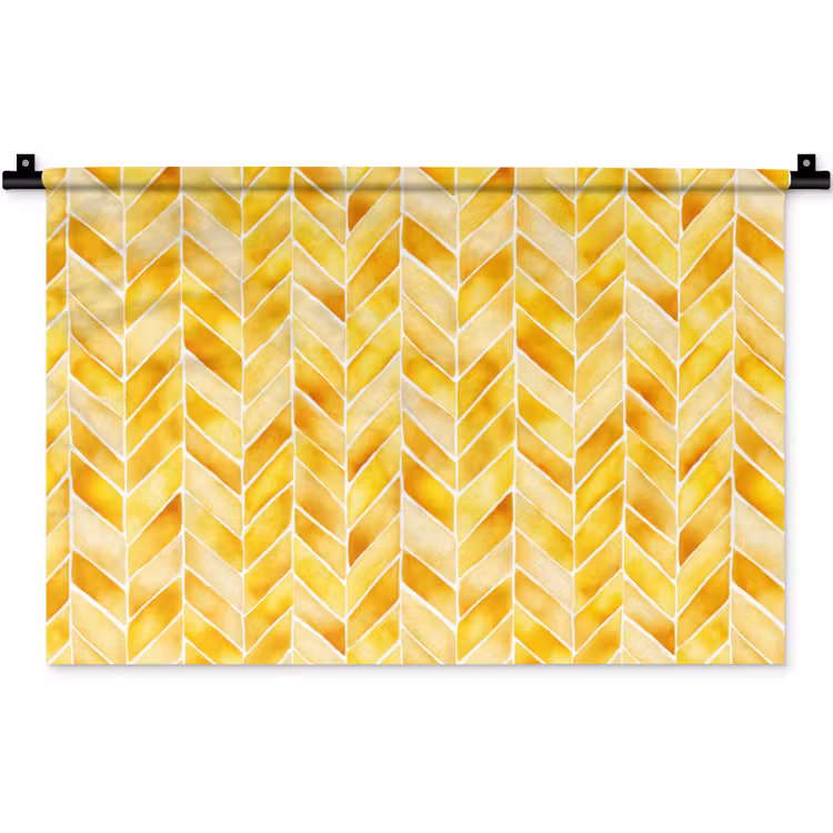 Visgraat - Aquarel - Patronen - Goudgeel Wandkleed katoen klein 269 -zz3d
