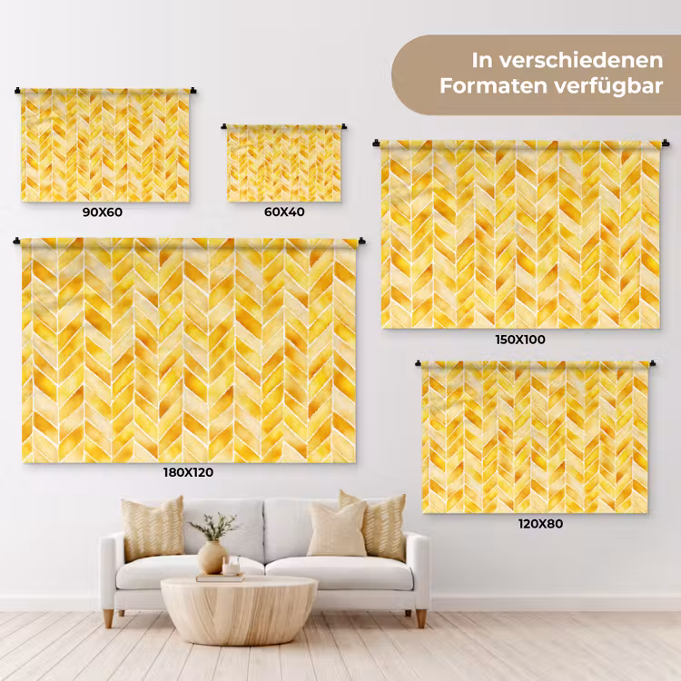 Visgraat - Aquarel - Patronen - Goudgeel Wandkleed katoen klein 269 -tsfeer8_DE