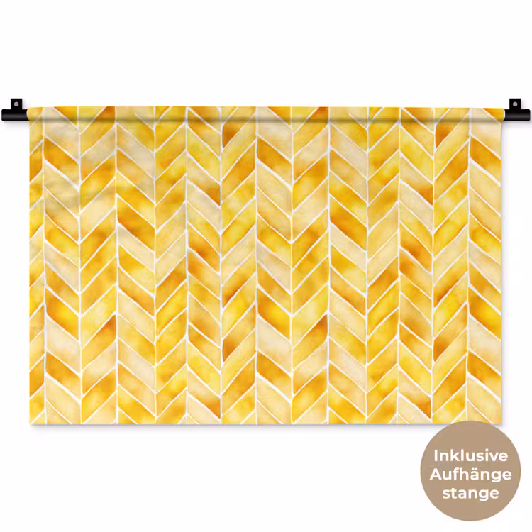 Visgraat - Aquarel - Patronen - Goudgeel Wandkleed katoen klein 269 -t3d_DE