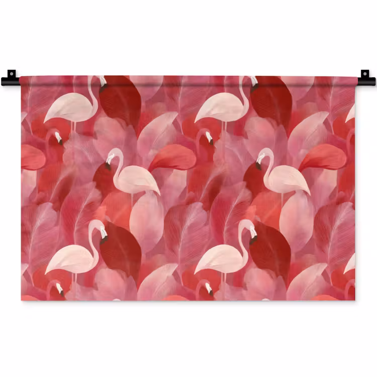 Flamingo - Botanisch - Elegant - Roze - Rood Wandkleed katoen klein 269 -zz3d