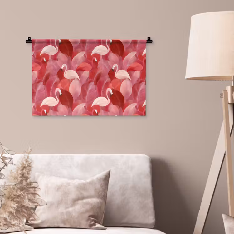 Flamingo - Botanisch - Elegant - Roze - Rood Wandkleed katoen klein 269 -sfeer4