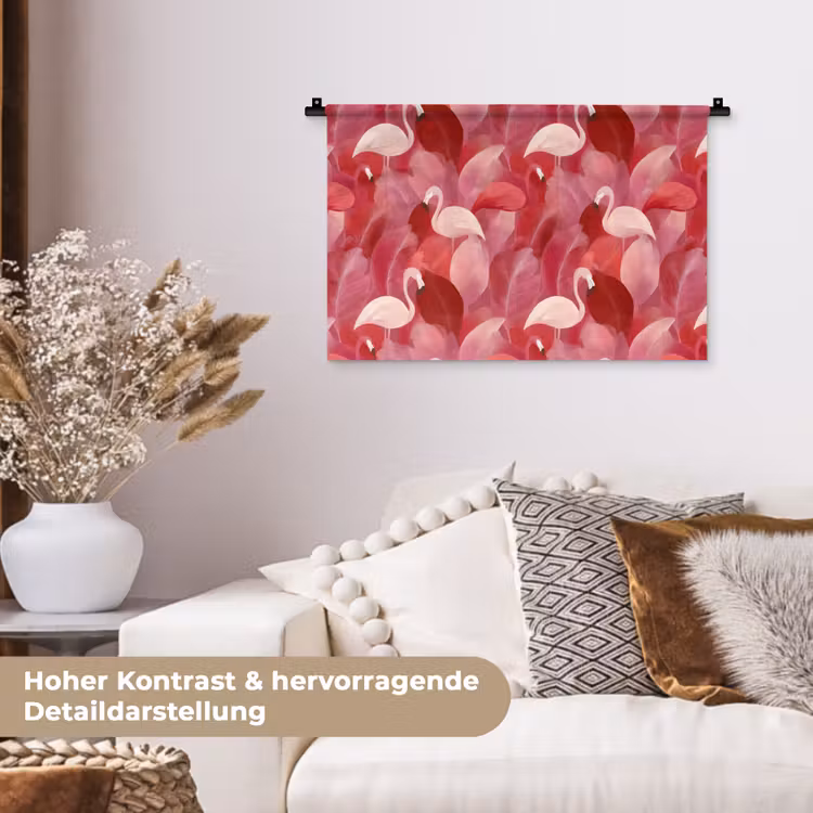 Flamingo - Botanisch - Elegant - Roze - Rood Wandkleed katoen klein 269 -tsfeer1_DE