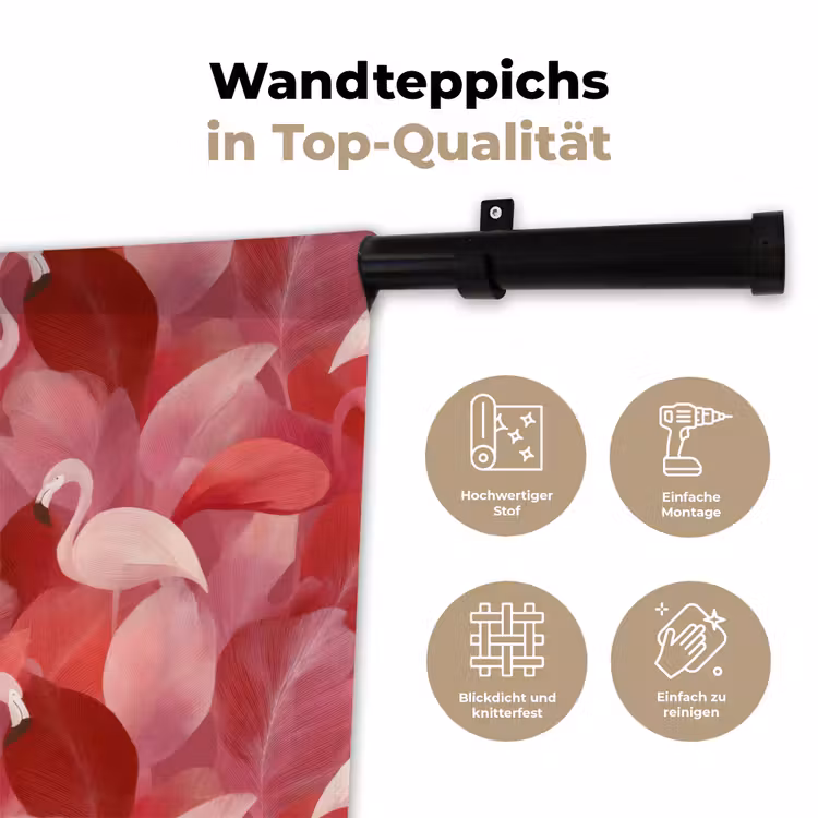 Flamingo - Botanisch - Elegant - Roze - Rood Wandkleed katoen klein 269 -tsfeer2_DE