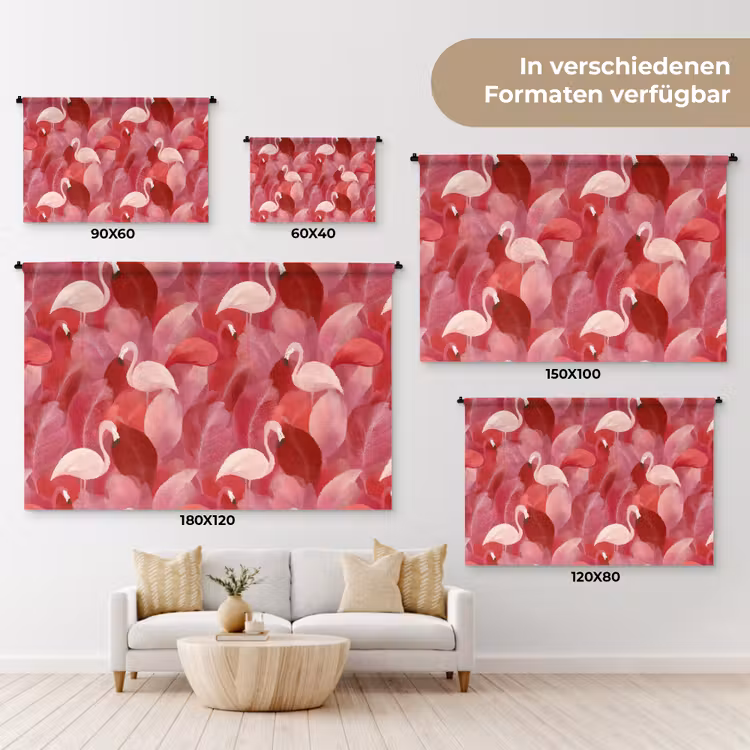 Flamingo - Botanisch - Elegant - Roze - Rood Wandkleed katoen klein 269 -tsfeer8_DE