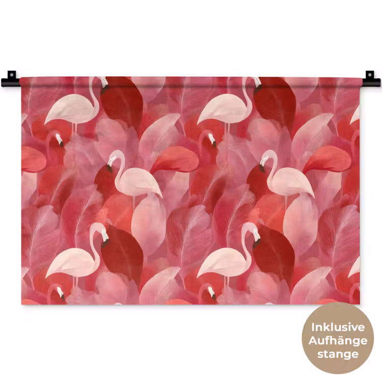 Flamingo - Botanisch - Elegant - Roze - Rood Wandkleed katoen klein 269 -t3d_DE