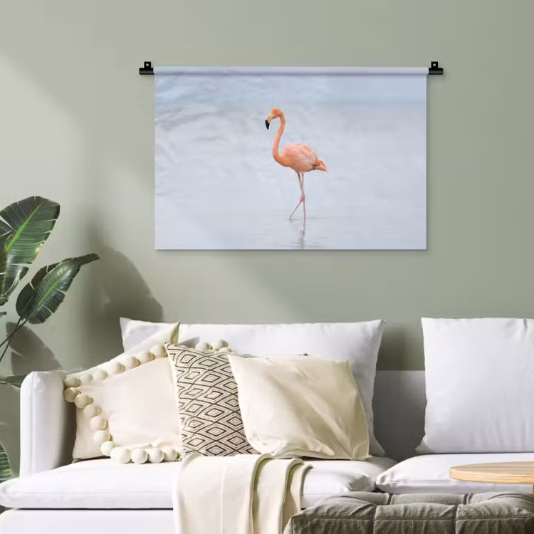 Flamingo - Zee - Roze Wandkleed katoen klein -sfeer7
