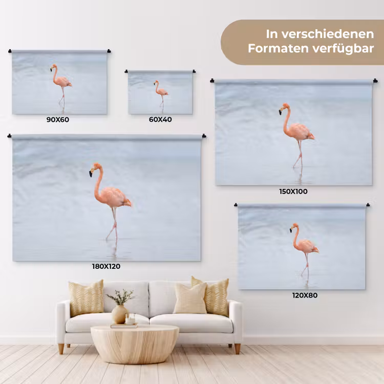 Flamingo - Zee - Roze Wandkleed katoen klein -tsfeer8_DE
