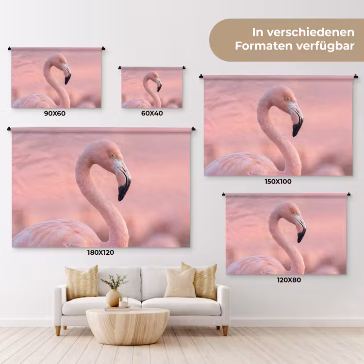 Flamingo - Portret - Roze Wandkleed katoen klein -tsfeer8_DE