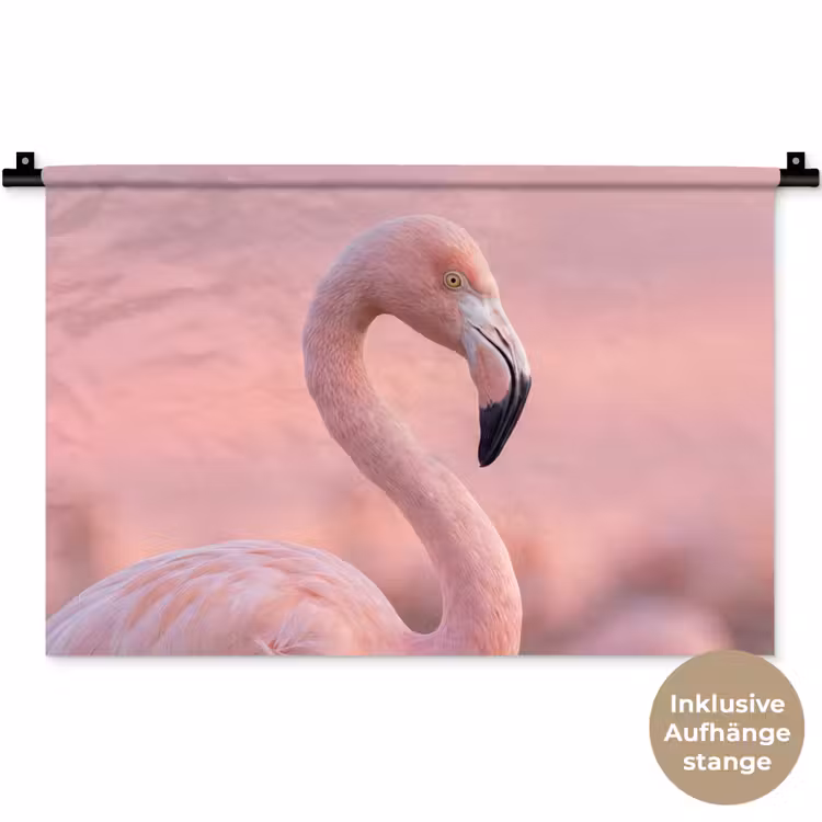 Flamingo - Portret - Roze Wandkleed katoen klein -t3d_DE