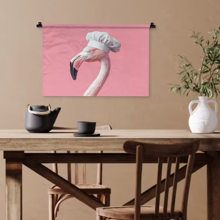 Flamingo - Roze - Koksmuts - Vogel Wandkleed katoen klein -sfeer6