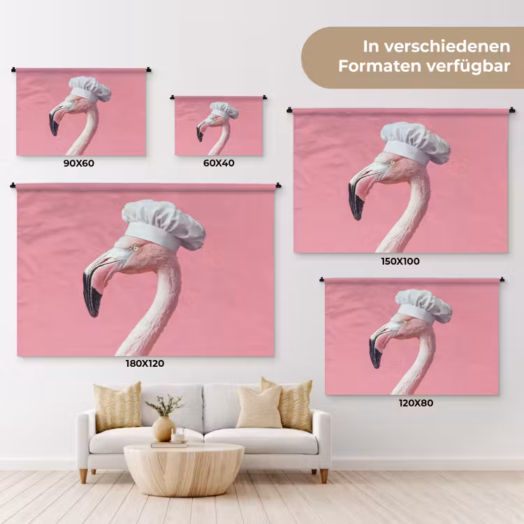 Flamingo - Roze - Koksmuts - Vogel Wandkleed katoen klein -tsfeer8_DE