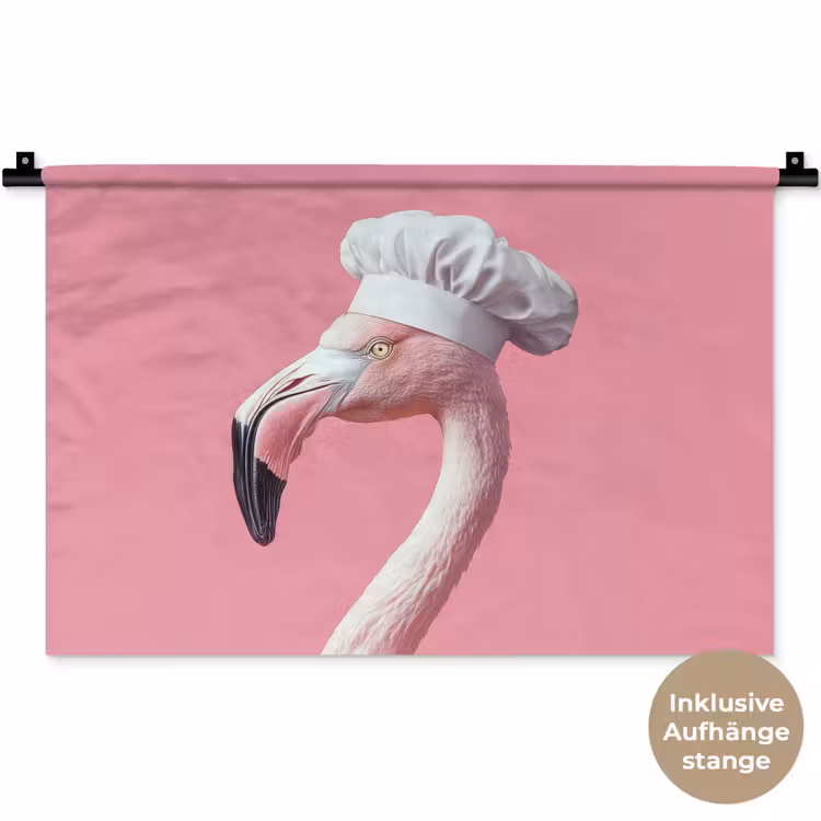 Flamingo - Roze - Koksmuts - Vogel Wandkleed katoen klein -t3d_DE