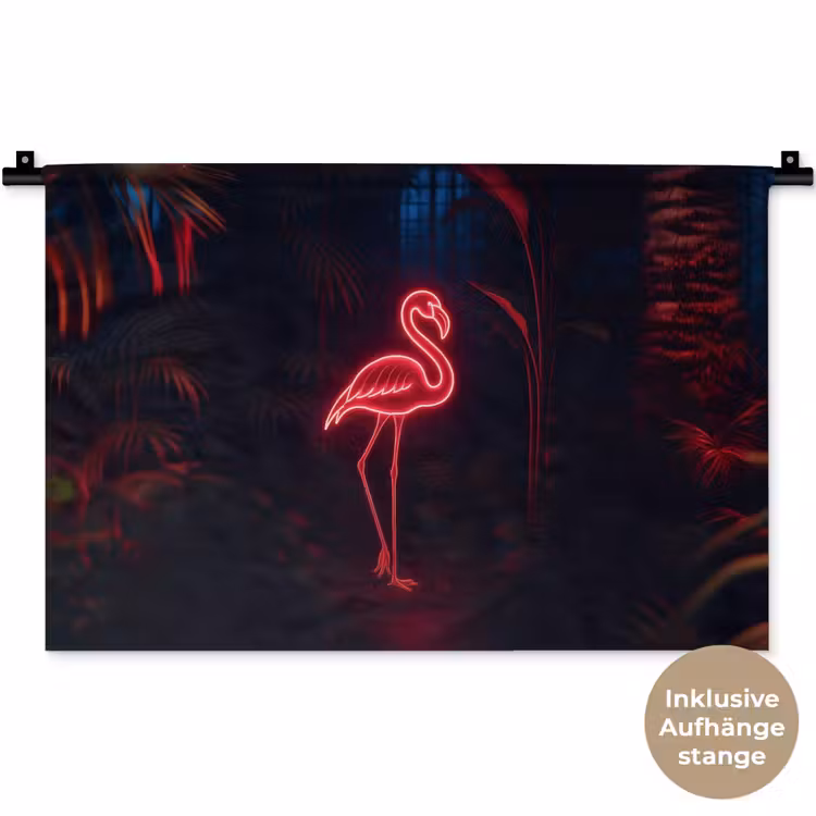 Flamingo - Roze - Neon - Licht Wandkleed katoen klein -t3d_DE