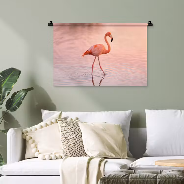 Flamingo - Water - Roze Wandkleed katoen klein -sfeer7