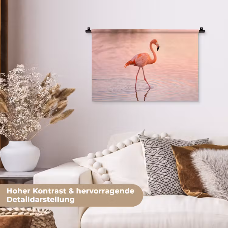 Flamingo - Water - Roze Wandkleed katoen klein -tsfeer1_DE