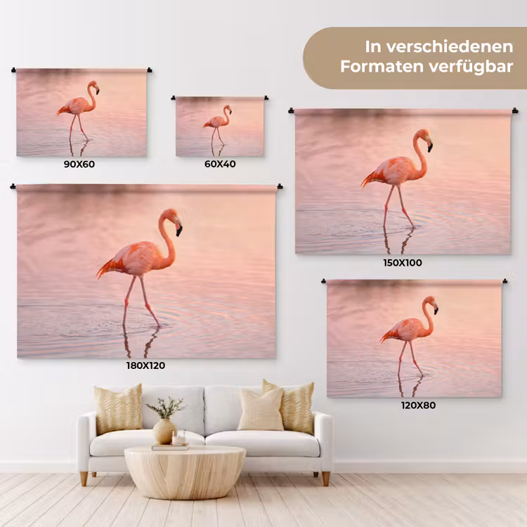 Flamingo - Water - Roze Wandkleed katoen klein -tsfeer8_DE