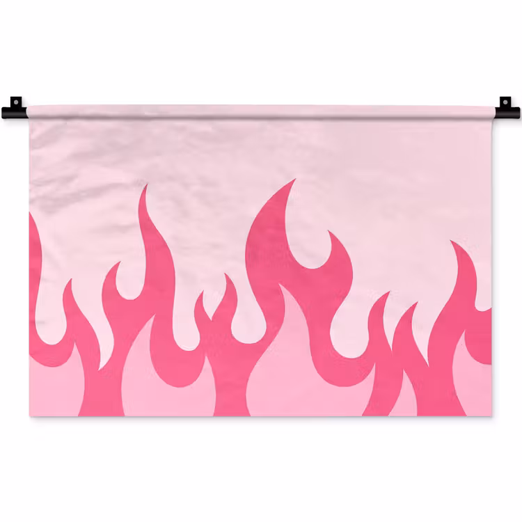 Vlammen - Patroon - Abstract - Modern - Roze Wandkleed katoen klein -zz3d