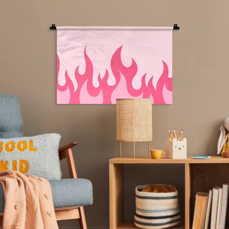 Vlammen - Patroon - Abstract - Modern - Roze Wandkleed katoen klein -wsfeer4_kind