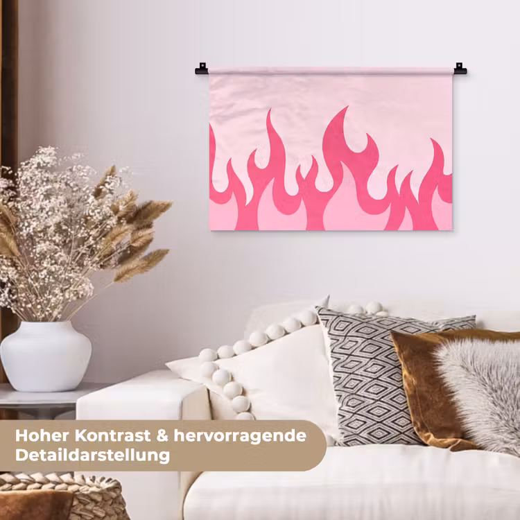 Vlammen - Patroon - Abstract - Modern - Roze Wandkleed katoen klein -tsfeer1_DE