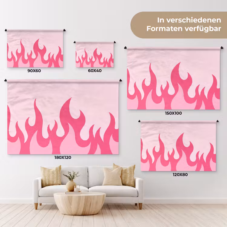 Vlammen - Patroon - Abstract - Modern - Roze Wandkleed katoen klein -tsfeer8_DE