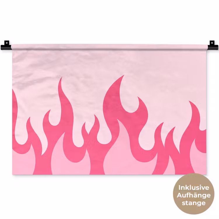 Vlammen - Patroon - Abstract - Modern - Roze Wandkleed katoen klein -t3d_DE