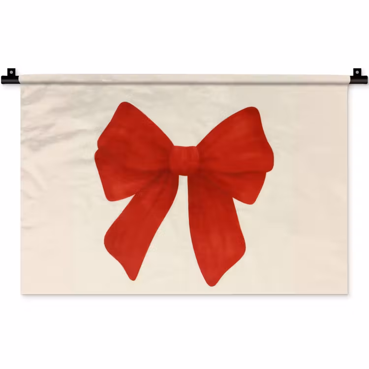 Strik - Symmetrisch - Rood - Lint Wandkleed katoen klein -zz3d