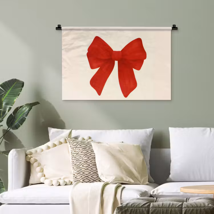 Strik - Symmetrisch - Rood - Lint Wandkleed katoen klein -sfeer7