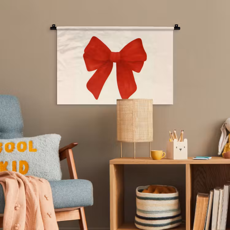 Strik - Symmetrisch - Rood - Lint Wandkleed katoen klein -wsfeer4_kind