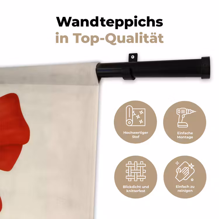 Strik - Symmetrisch - Rood - Lint Wandkleed katoen klein -tsfeer2_DE