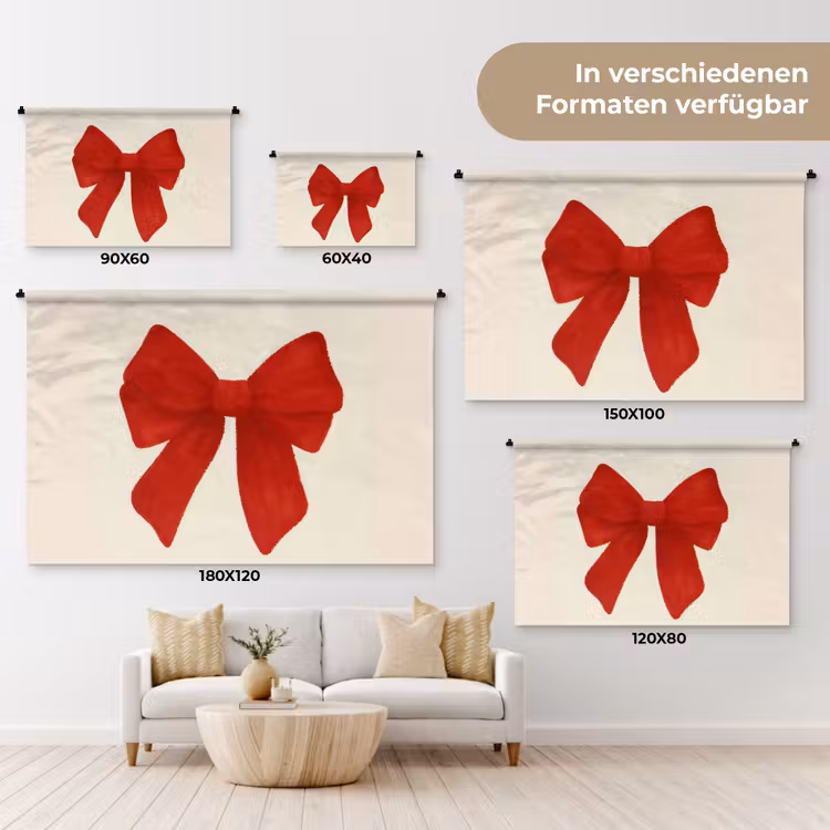 Strik - Symmetrisch - Rood - Lint Wandkleed katoen klein -tsfeer8_DE