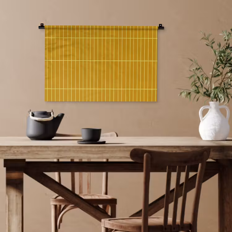 Tegels - Verticaal - Mosterdgeel Wandkleed katoen klein 269 -sfeer6