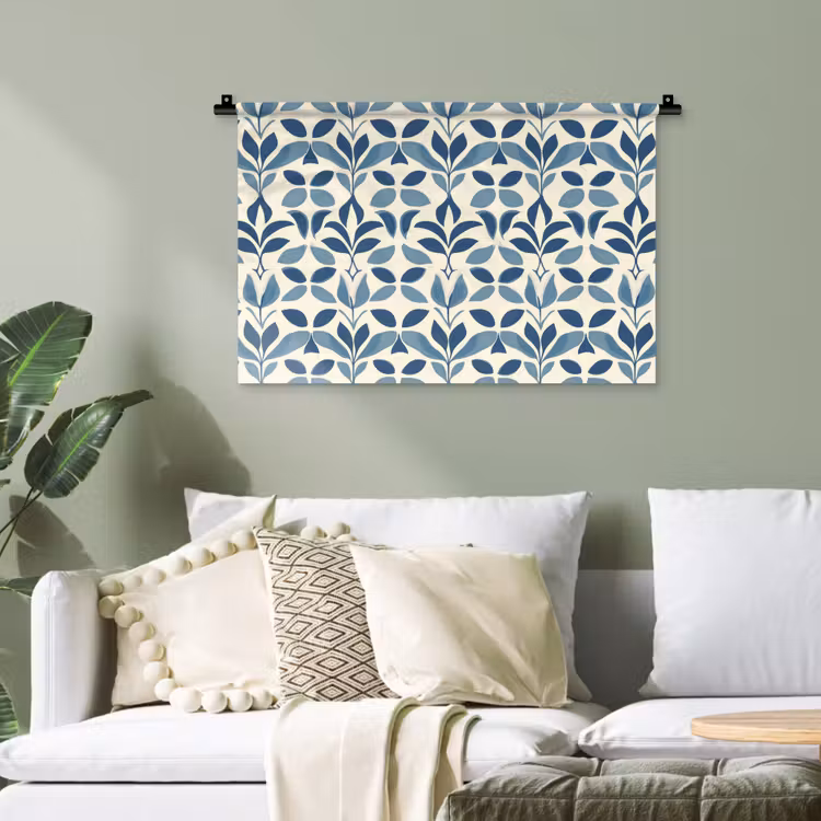 Flora - Modern - Blauw Wandkleed katoen klein 269 -sfeer7