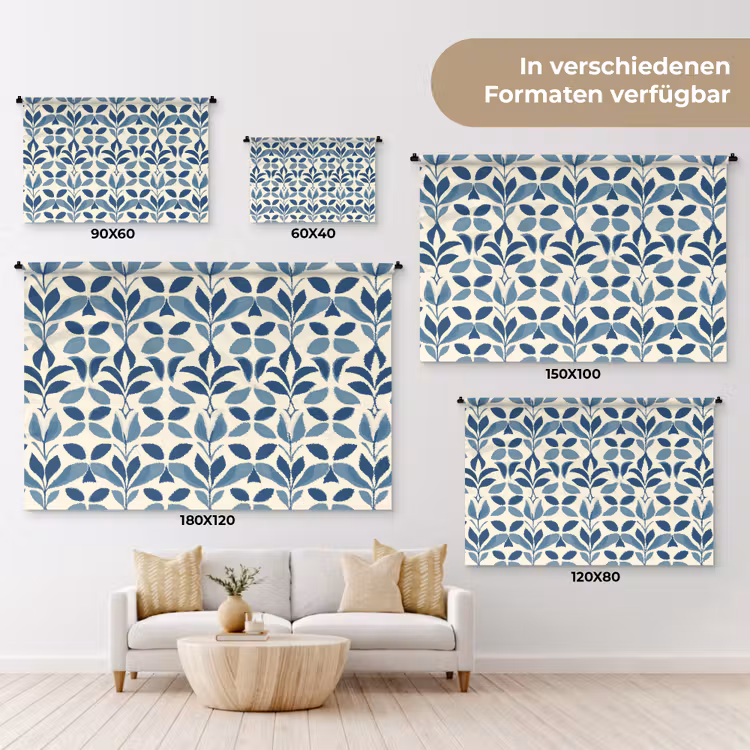 Flora - Modern - Blauw Wandkleed katoen klein 269 -tsfeer8_DE