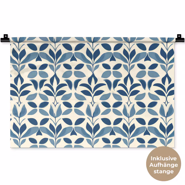 Flora - Modern - Blauw Wandkleed katoen klein 269 -t3d_DE