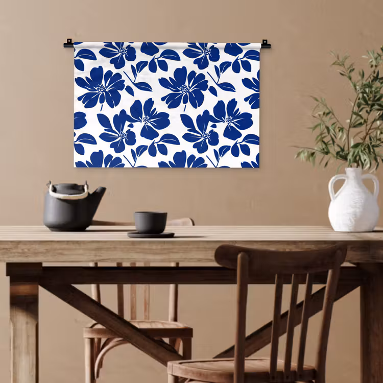 Floraal - Modern - Blauw Wandkleed katoen klein 269 -sfeer6