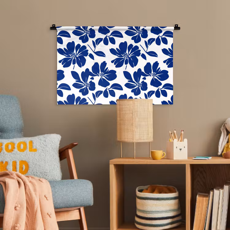 Floraal - Modern - Blauw Wandkleed katoen klein 269 -wsfeer4_kind