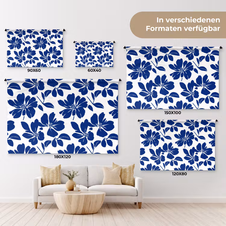Floraal - Modern - Blauw Wandkleed katoen klein 269 -tsfeer8_DE