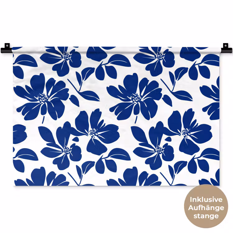 Floraal - Modern - Blauw Wandkleed katoen klein 269 -t3d_DE