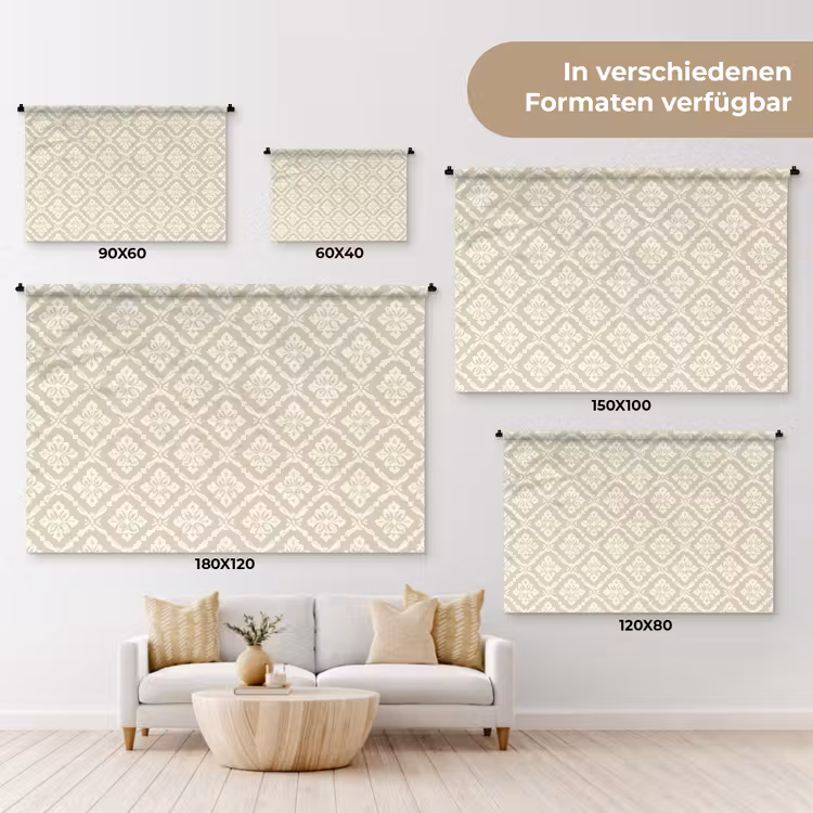 Floraal - Ornament - Beige Wandkleed katoen klein 269 -tsfeer8_DE