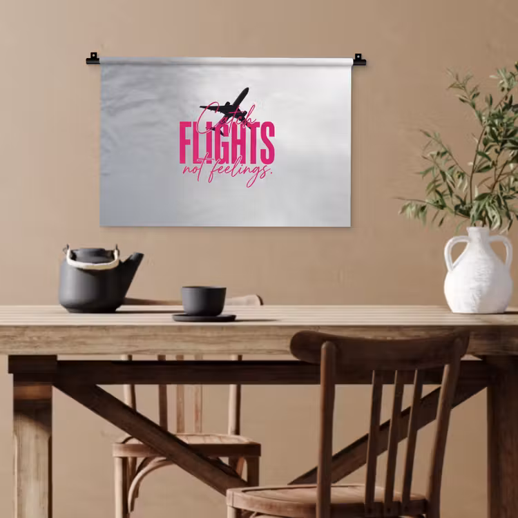Catch flights not feelings - Vliegtuig - Roze Wandkleed katoen klein -sfeer6