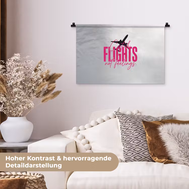 Catch flights not feelings - Vliegtuig - Roze Wandkleed katoen klein -tsfeer1_DE