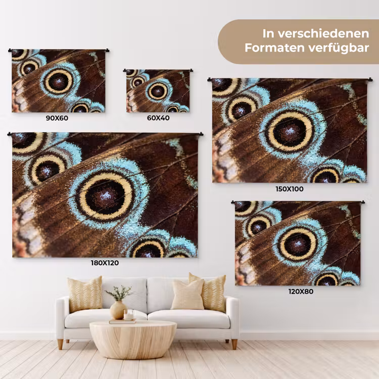 Vleugels - Vlinder - Blauw Wandkleed katoen klein -tsfeer8_DE