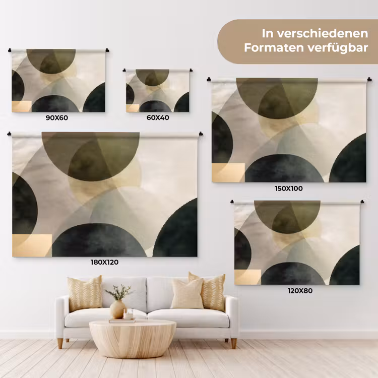 Vlakken - Abstract - Beige - Cirkels Wandkleed katoen klein -tsfeer8_DE