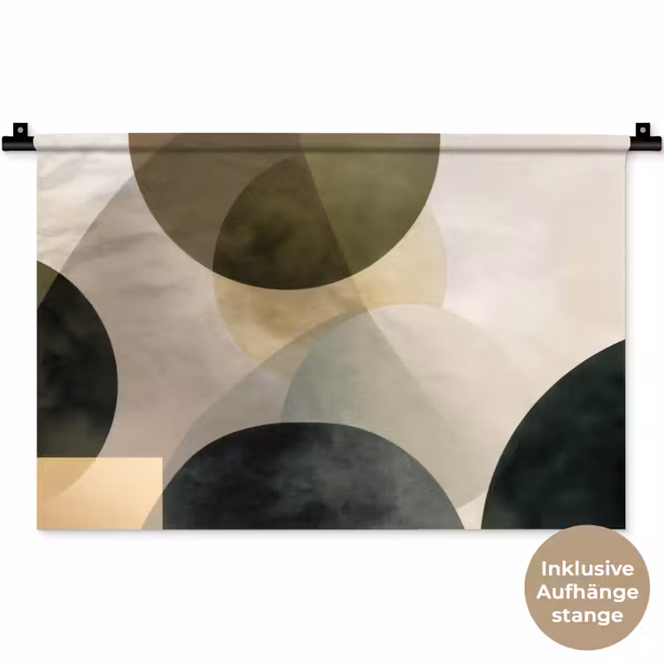 Vlakken - Abstract - Beige - Cirkels Wandkleed katoen klein -t3d_DE
