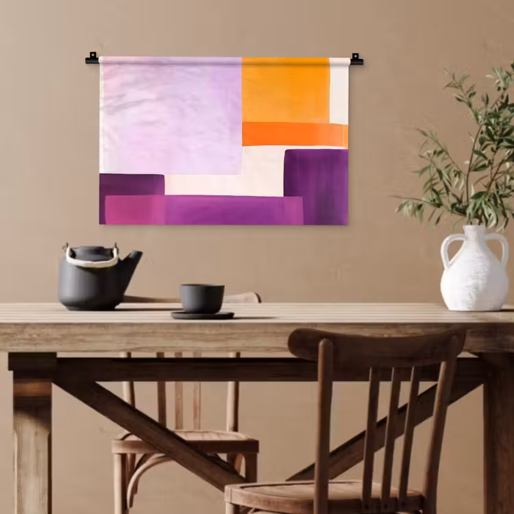Vlakken - Abstract - Rechthoekig - Oranje Wandkleed katoen klein -sfeer6