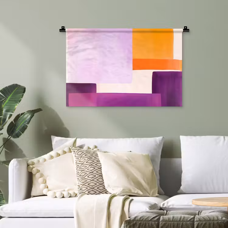 Vlakken - Abstract - Rechthoekig - Oranje Wandkleed katoen klein -sfeer7