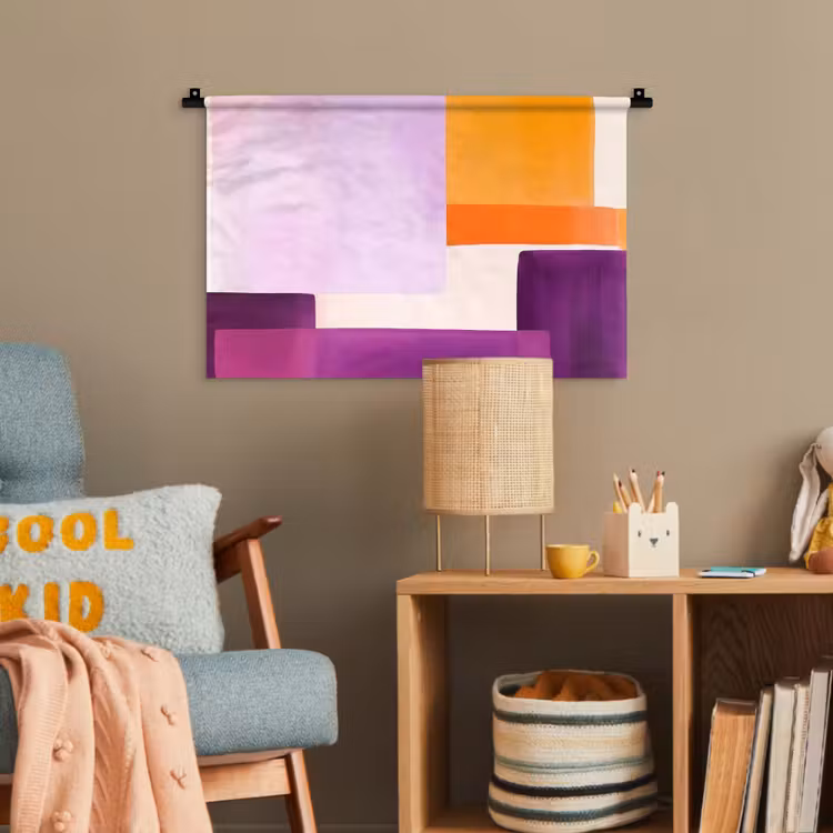 Vlakken - Abstract - Rechthoekig - Oranje Wandkleed katoen klein -wsfeer4_kind