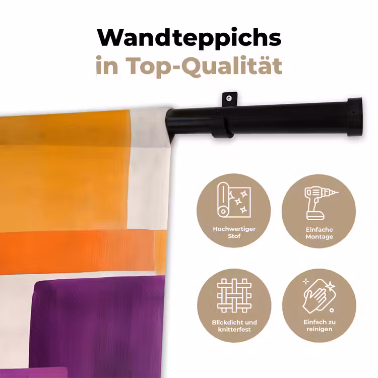 Vlakken - Abstract - Rechthoekig - Oranje Wandkleed katoen klein -tsfeer2_DE