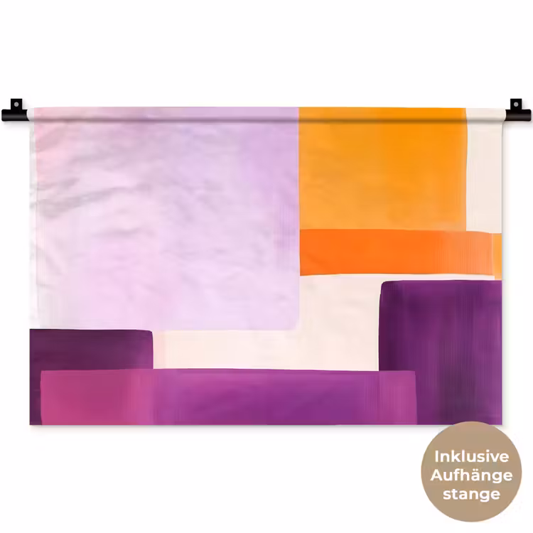 Vlakken - Abstract - Rechthoekig - Oranje Wandkleed katoen klein -t3d_DE
