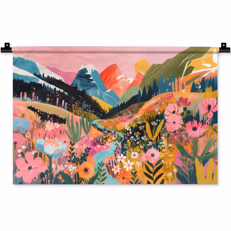 Rivier - Diepte - Bloemen Wandkleed katoen klein -zz3d